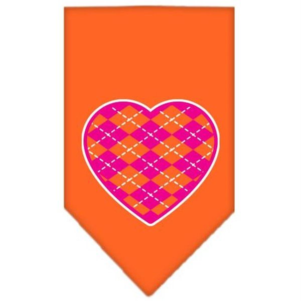 Unconditional Love Argyle Heart Pink Screen Print Bandana Orange Large UN847739